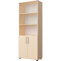 Шкаф офисный со стеклом А-18 (дуб молочный)