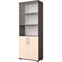Шкаф офисный со стеклом А-18 (дуб венге/дуб молочный)