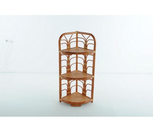 Этажерка угловая 09-40 из натурального ротанга, цвет: коньяк