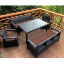 Обеденный комплект под ротанг Yalta Family Maxi Set (бежевые подушки) с подушками на спинку