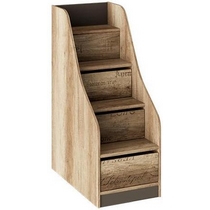 Лестница приставная с ящиками Пилигрим ТД-276.11.12 (каркас - дуб каньон светлый/фасад - фон серый)