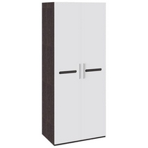 Шкаф для одежды с 2-мя дверями Фьюжн ТД-260.07.02 (каркас - венге линум/фасад - белый глянец)