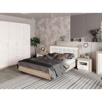 Двуспальная кровать Люмен 12 160x200 см с подъемным механизмом (дуб сакраменто/белый снег)